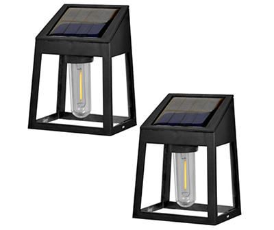 Black Filament LED Solar Wall Light Set, 2-Pack