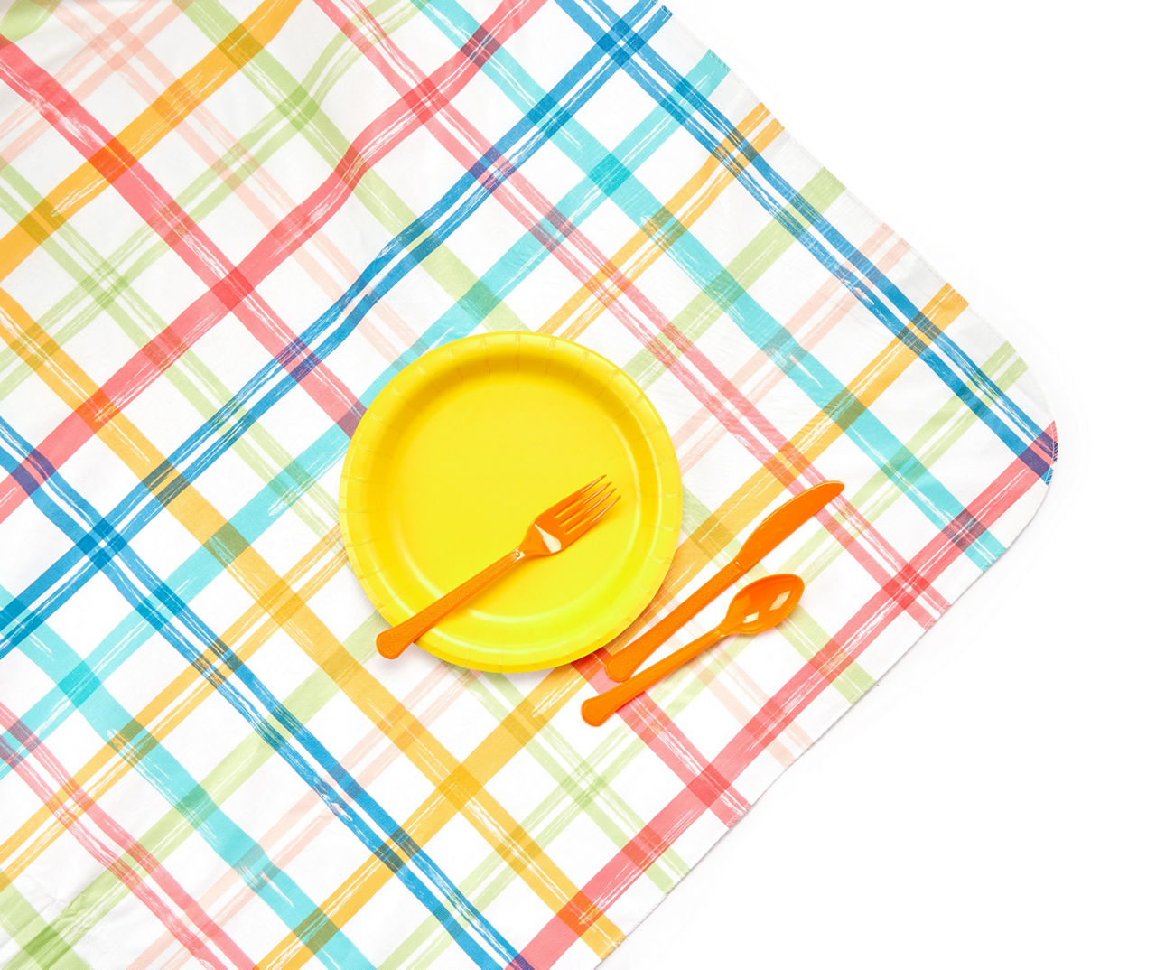 White MultiColor Watercolor Plaid PEVA Tablecloth Big Lots