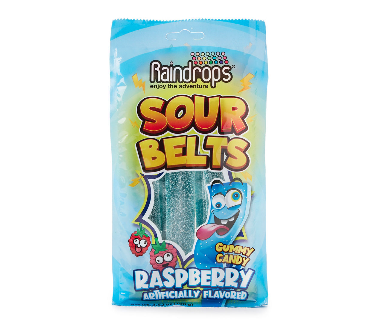 Raindrops Blue Raspberry Sour Belts Gummy Candy, 3.52 Oz. Big Lots