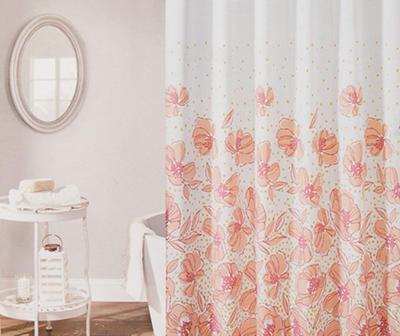 Blossom Peach & Pink Botanical PEVA 13-Piece Shower Curtain Set