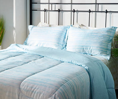 Grecian Getaway Aqua Stripe & Dot Queen 9-Piece Reversible Comforter Set