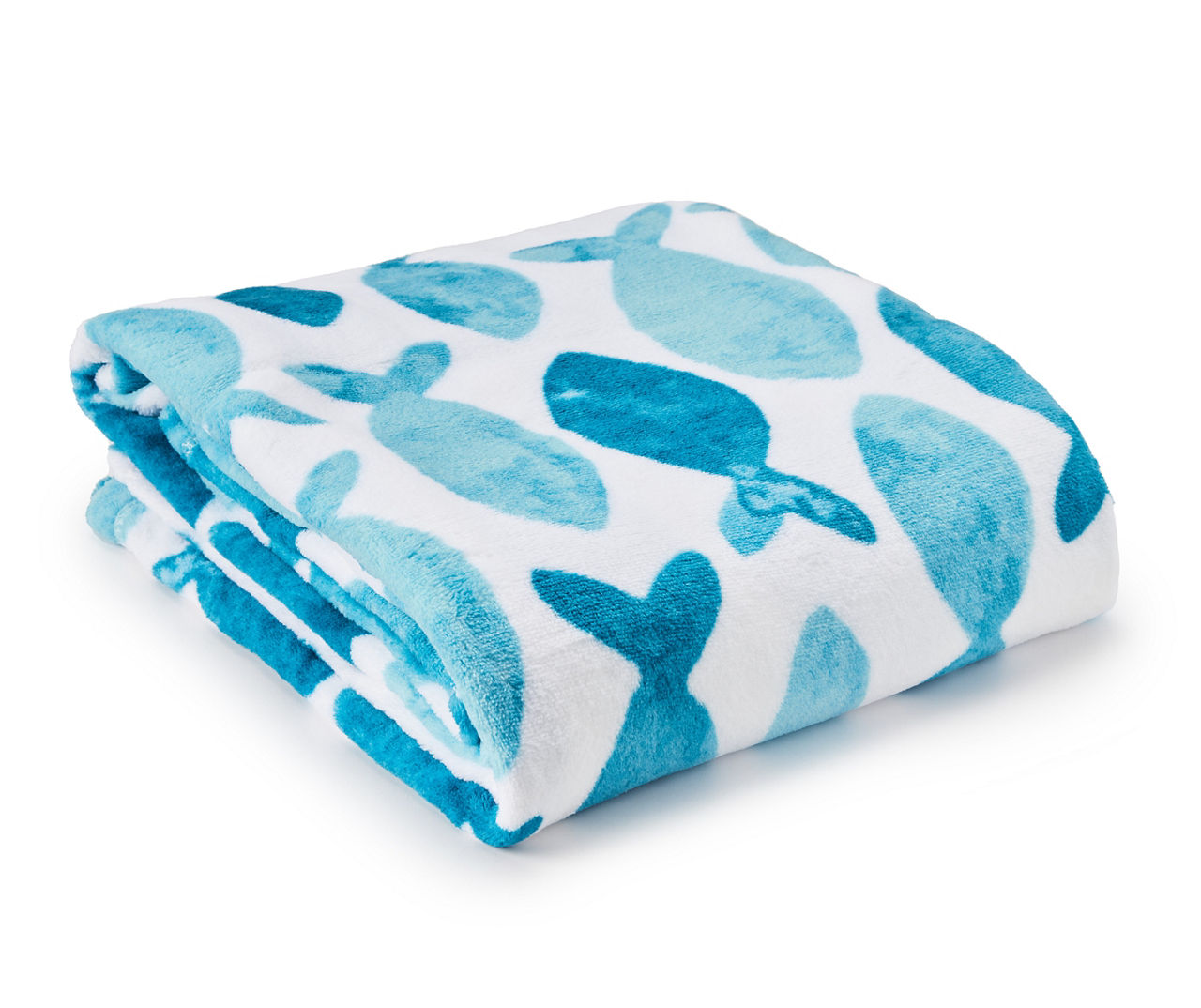 Grecian Getaway White & Blue Fish Pattern Fleece Throw, (50