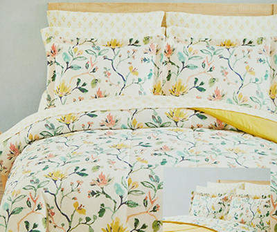 Blossom Green & Yellow Floral Bed-in-a-Bag King 9-Piece Bedding Set