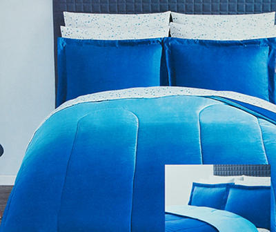 Blossom Blue Ombre Wave Bed-in-a-Bag King 9-Piece Bedding Set