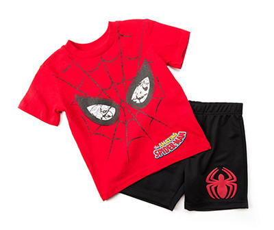 Marvel Toddler Red Spider-Man Tee & Black Icon Shorts