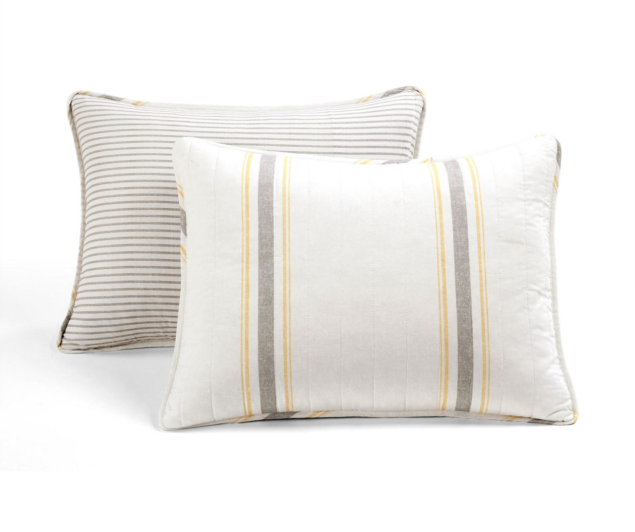 Lush Decor Farmhouse White, Yellow & Gray Stripe Reversible King 3