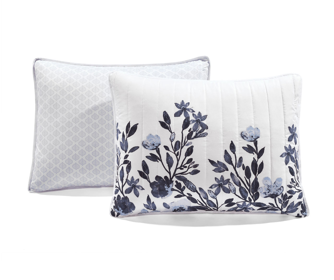 Lush Decor Tanisha White & Navy Floral Reversible King 5-Piece Quilt Set