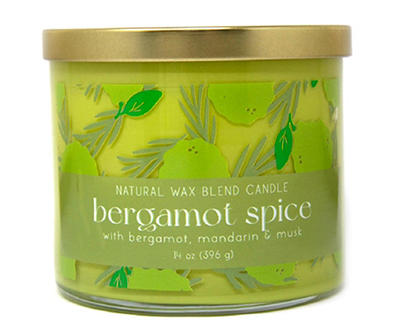 Bergamot Spice Light Green 3-Wick Jar Candle, 14 oz.
