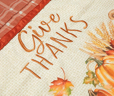 "Give Thanks" Pumpkin & Floral Print Apron