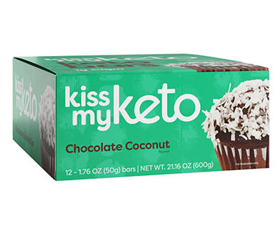 Kiss My Keto Chocolate Coconut Meal Replacement Bar, 12-Pack