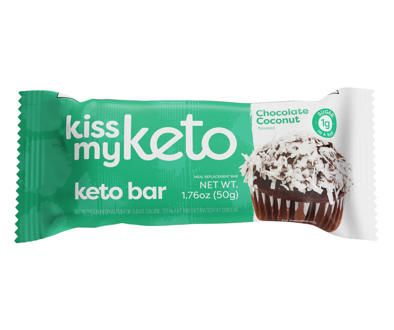 Kiss My Keto Chocolate Coconut Meal Replacement Bar, 12-Pack
