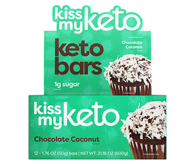 Kiss My Keto Chocolate Coconut Meal Replacement Bar, 12-Pack