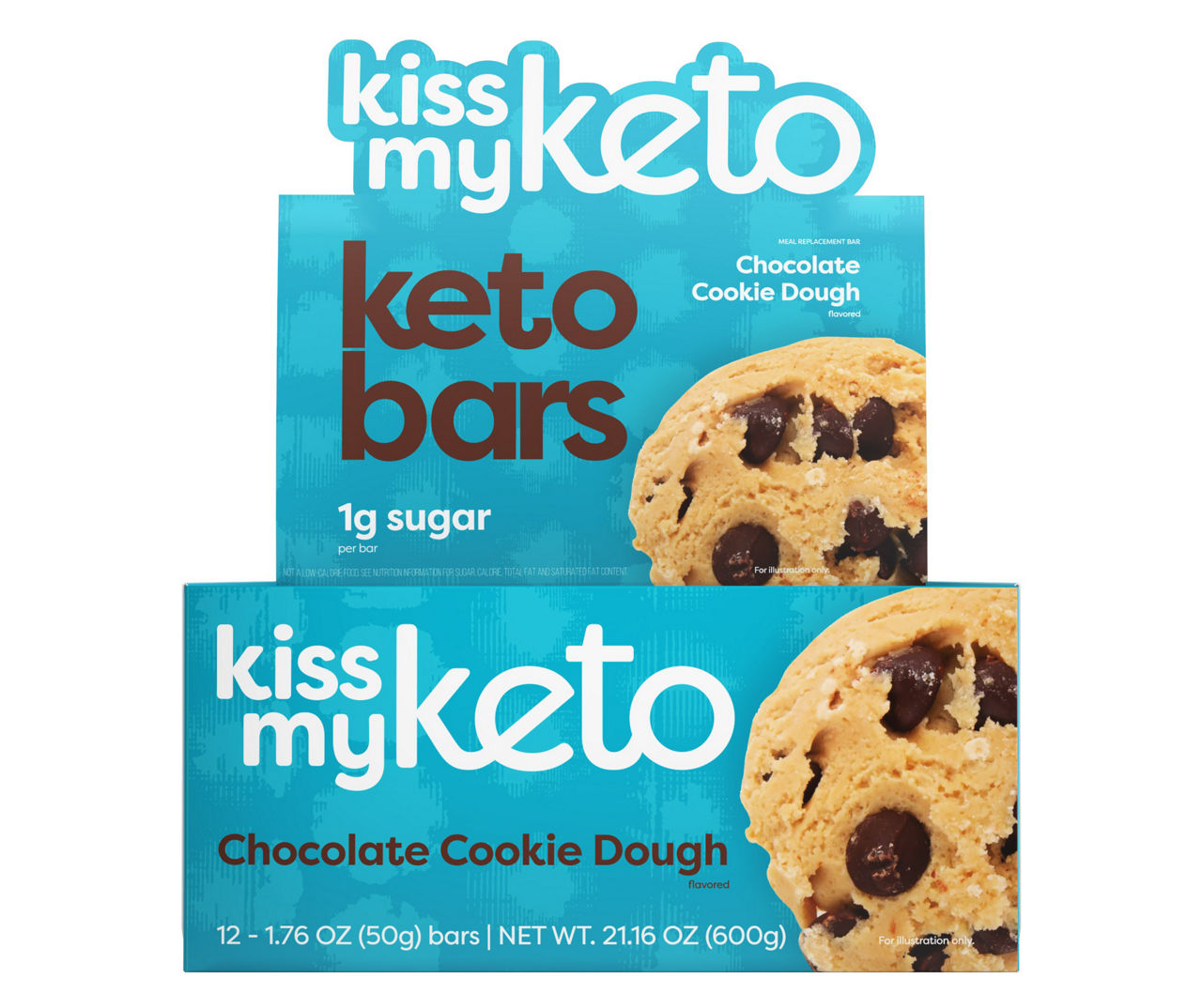 Kiss My Keto Chocolate Cookie Dough Meal Replacement Bar, 12-Pack