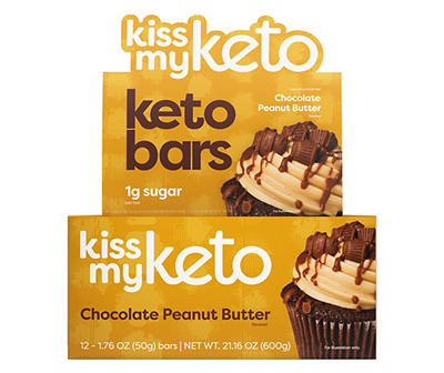 Kiss My Keto Chocolate Peanut Butter Meal Replacement Bar, 12-Pack