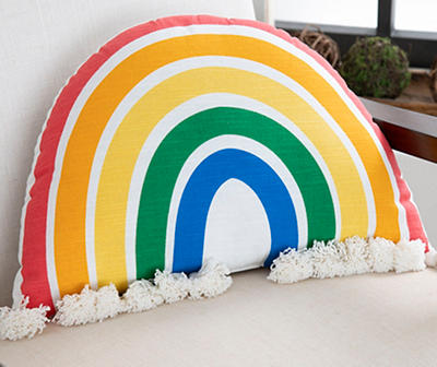 White Multi-Color Rainbow Shaped Throw Pillow