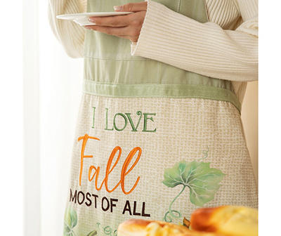 "I Love Fall Most Of All" Pumpkin & Sunflower Apron
