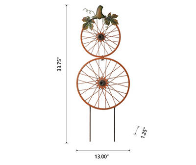 33.75" Metal Pumpkin Bicycle Wheel Yard Stake