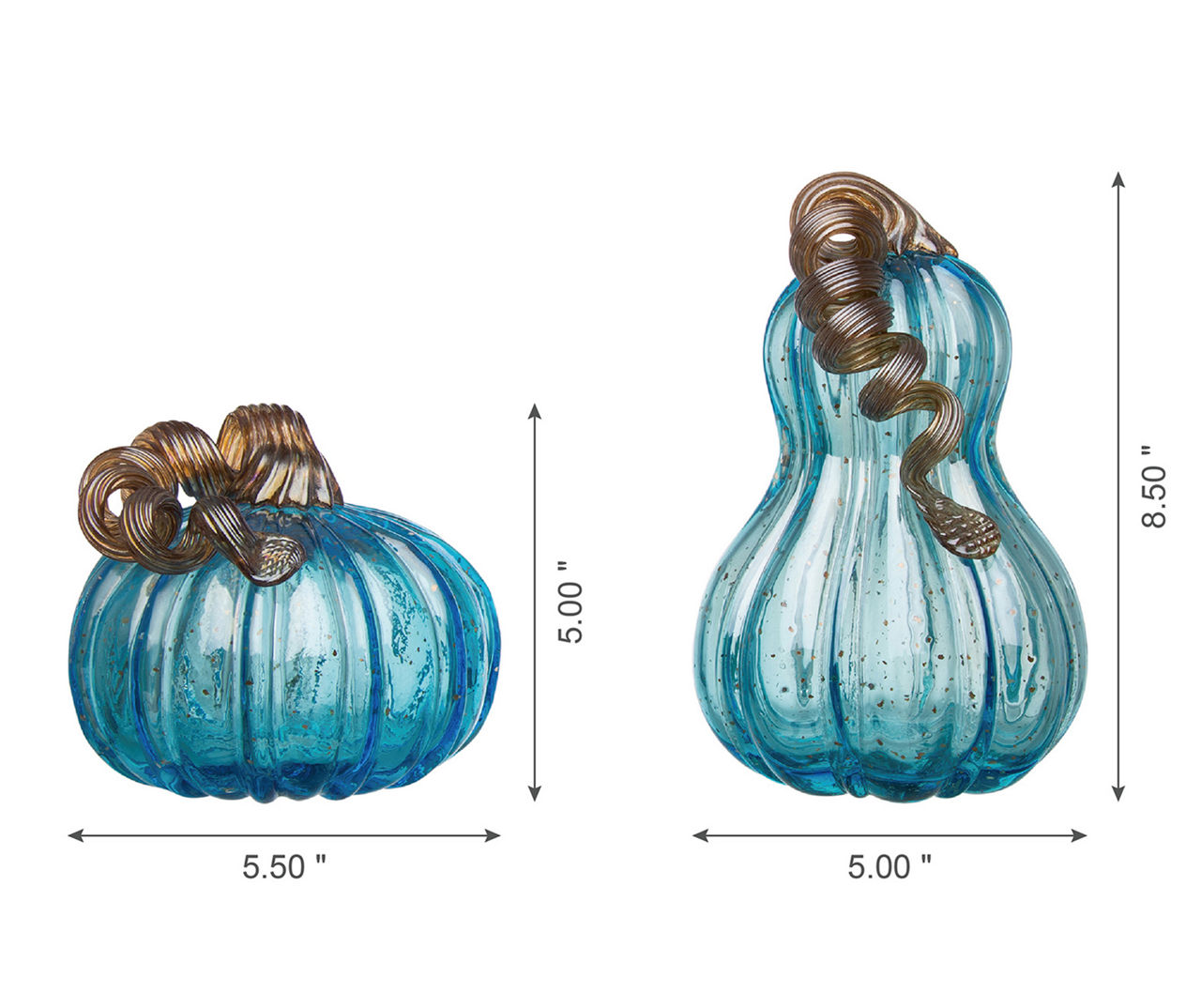 Blue 2-Piece Glass Pumpkin Set