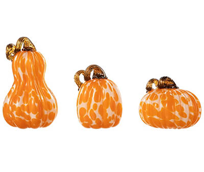 Orange Speckle 3-Piece Glass Pumpkin Set