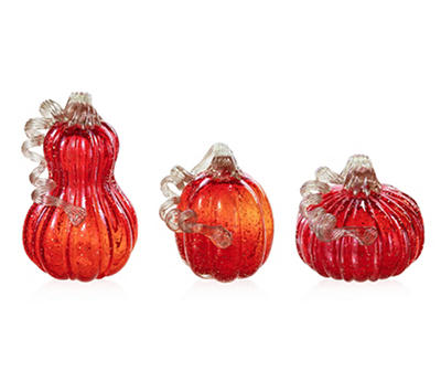 Red Speckle 3-Piece Glass Pumpkin Set
