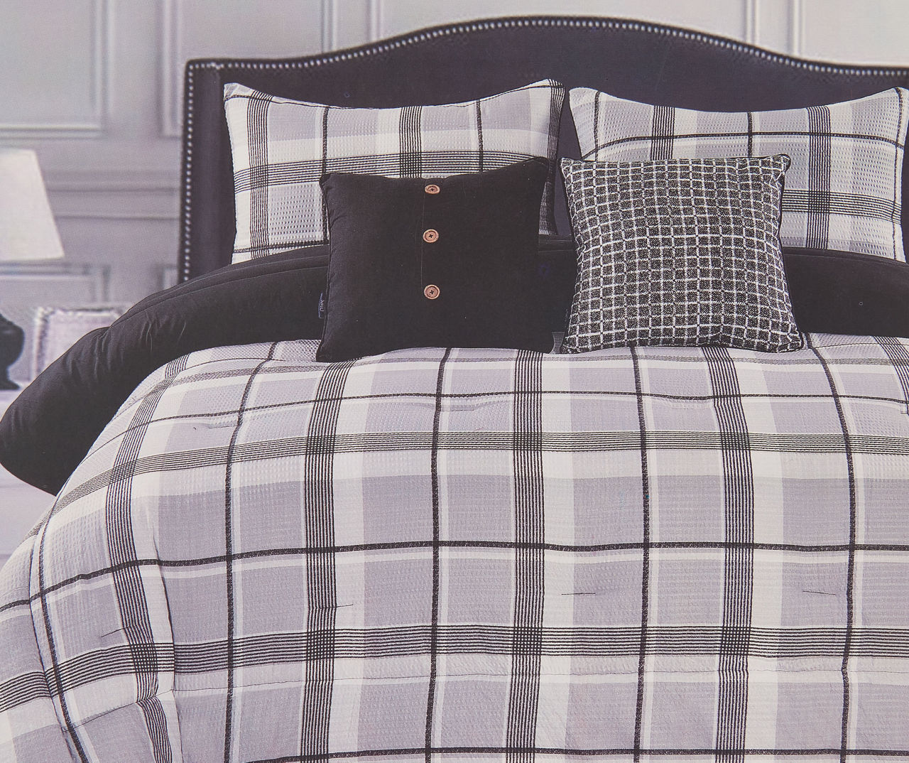 CHAPS Gray Plaid King 5Piece Comforter Set Big Lots