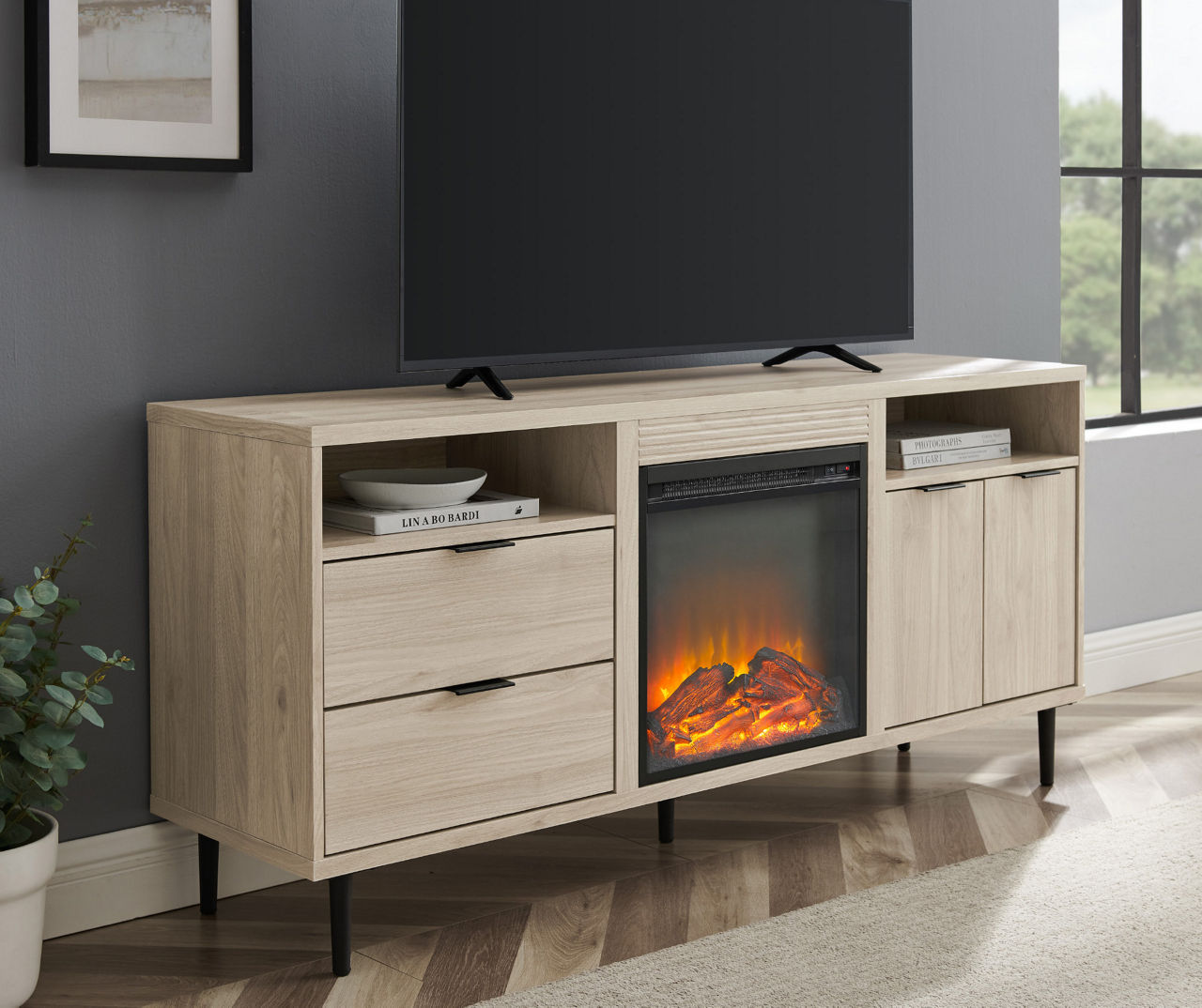 Walker Edison Walker Edison 60" Modern Electric Fireplace Console Big