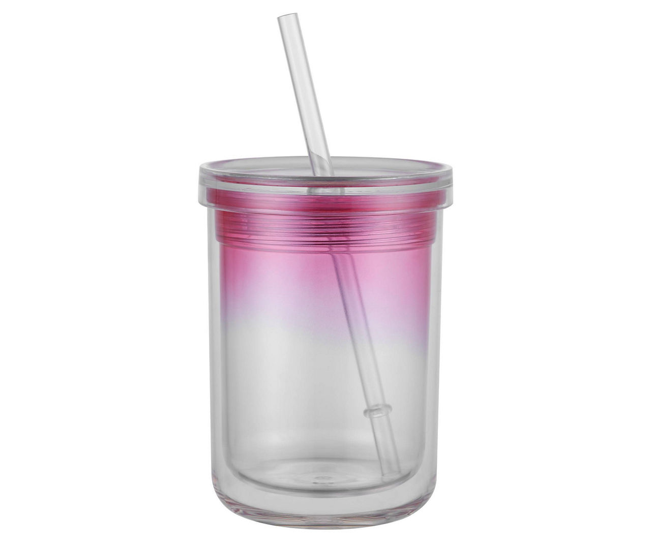 Pink Ombre Tumbler with Straw, 13 Oz.