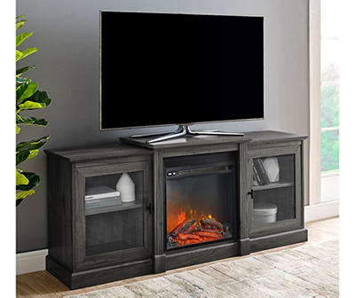 60" Slate Gray Tier Top Electric Fireplace Console