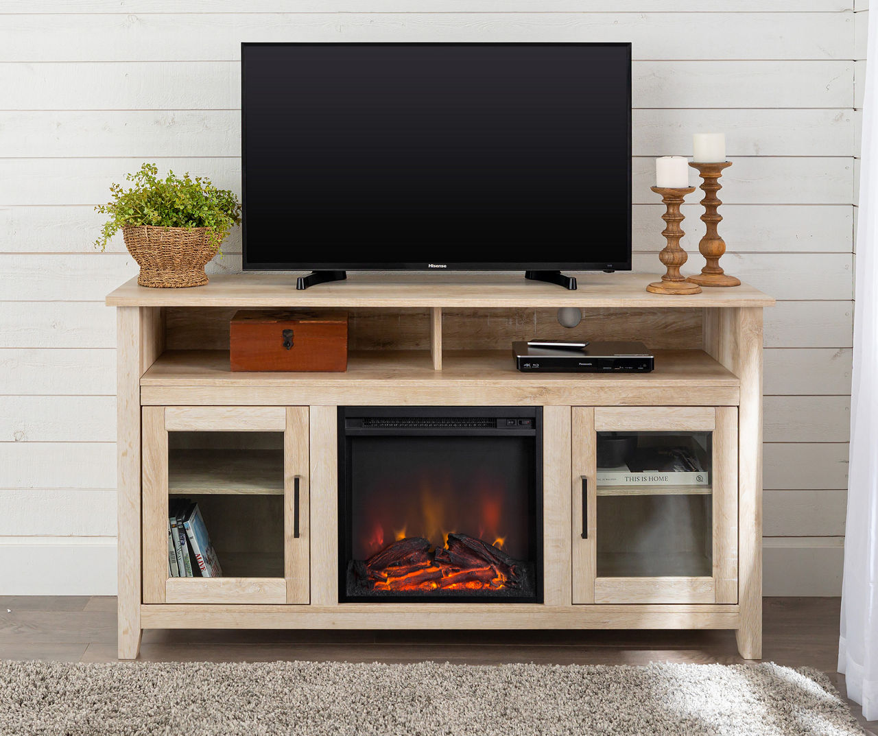 White fireplace tv stand big deals lots