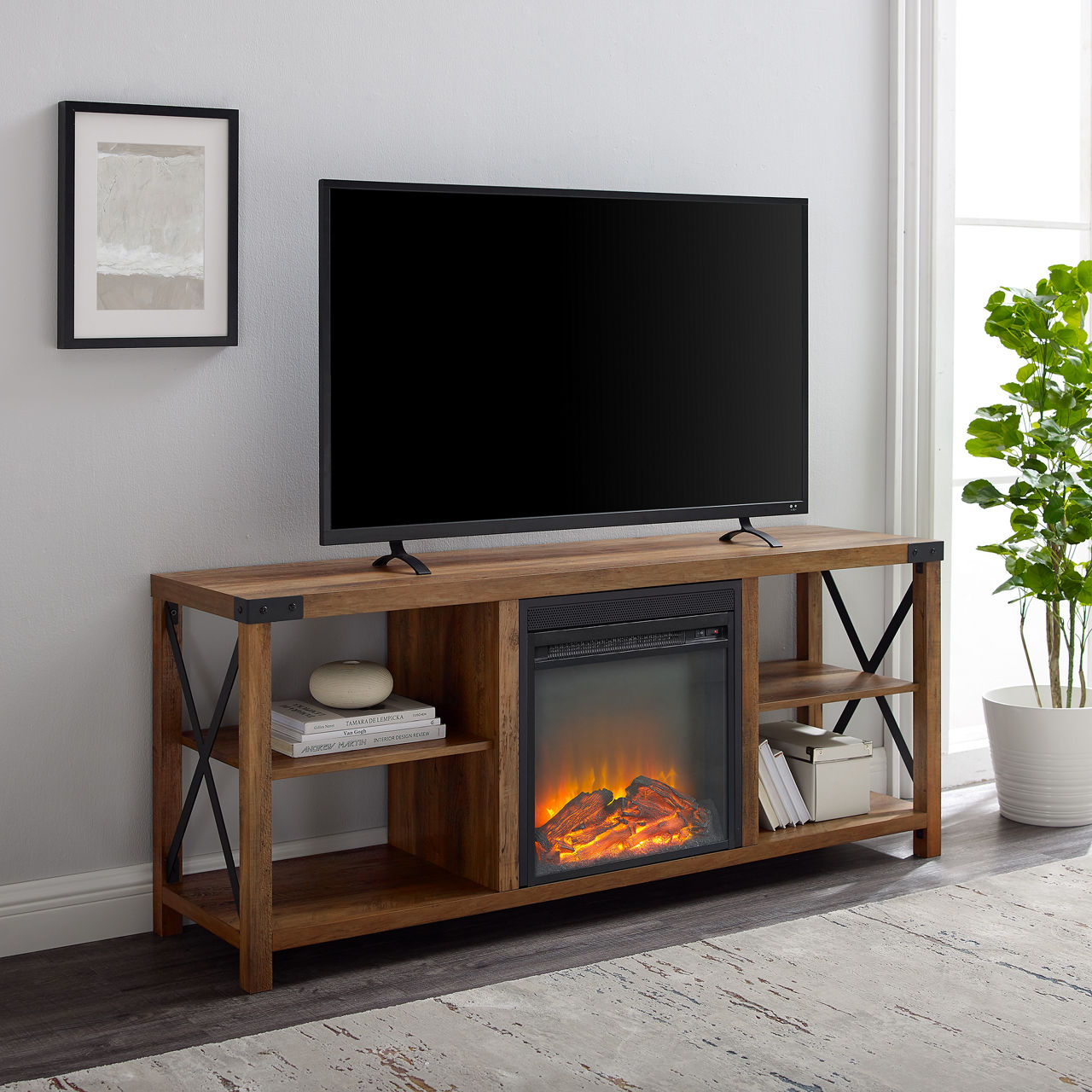 60 white console fireplace deals big lots