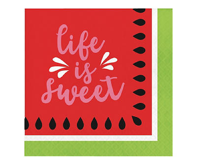 "Life is Sweet" Watermelon Paper Lunch Napkins, 40-Count