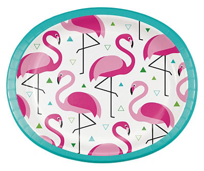 Flamingo Paper Platter Plates, 10-Count