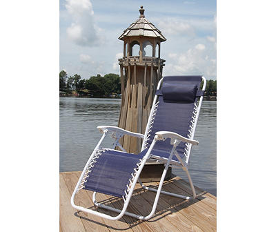Navy Blue Zero Gravity Outdoor Lounge Chair Recliner