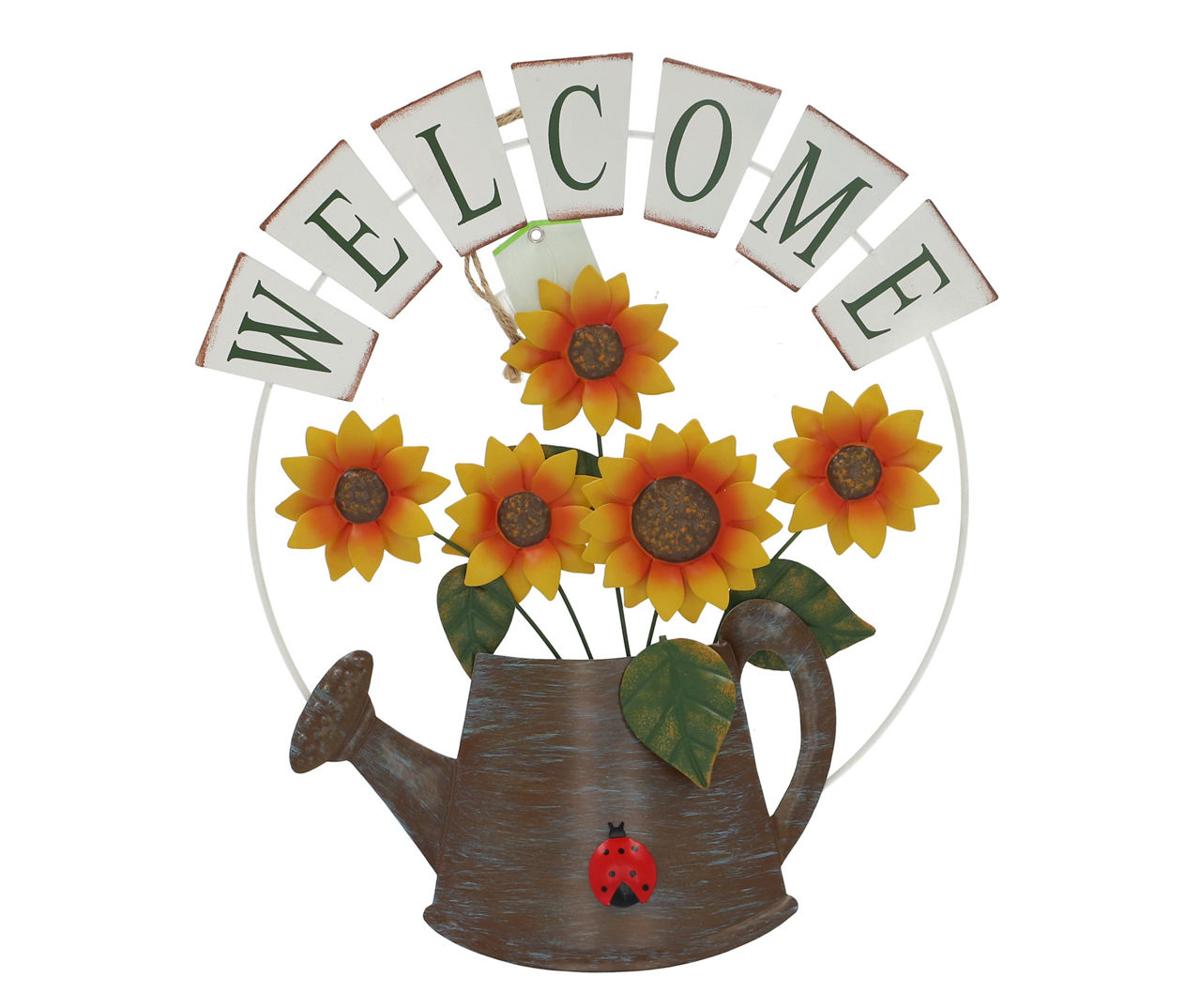 "Welcome" Watering Can & Sunflower Hanging Wall Decor