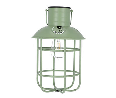 Green Rooster Cut-Out Cage LED Solar Lantern