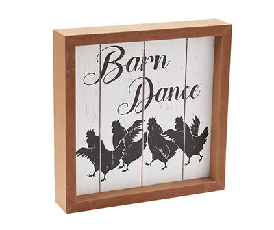 "Barn Dance" Chicken Framed Tabletop Decor