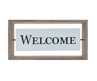 "Welcome" Suspended Wood Framed Wall Decor