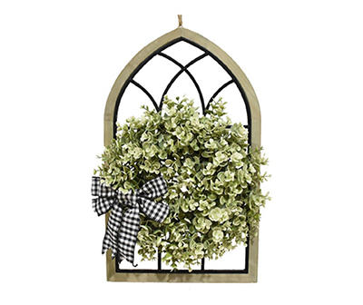 Arch Window & Greenery Wreath Hanging Wall Decor