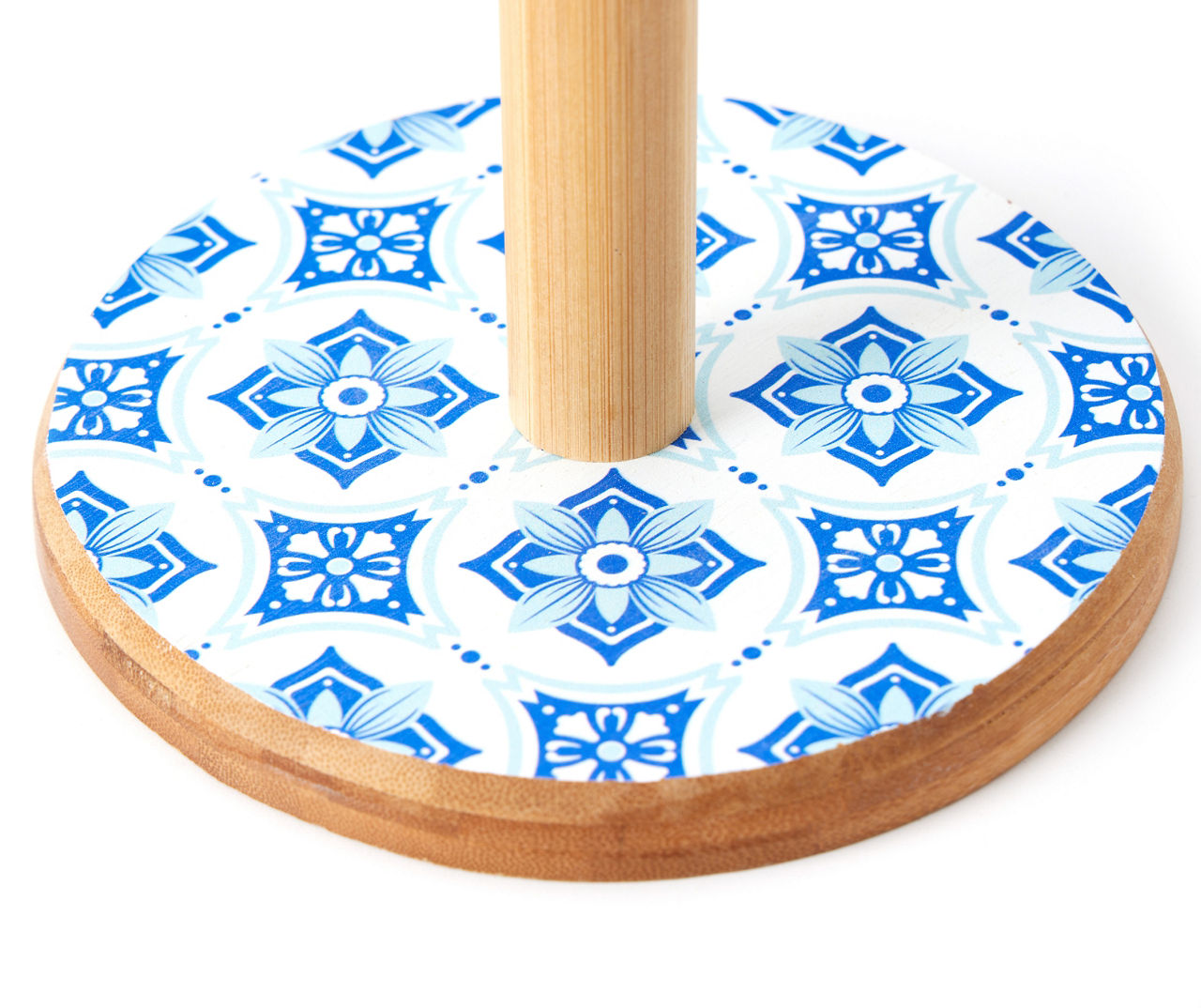White & Blue Geometric Paper Towel Holder