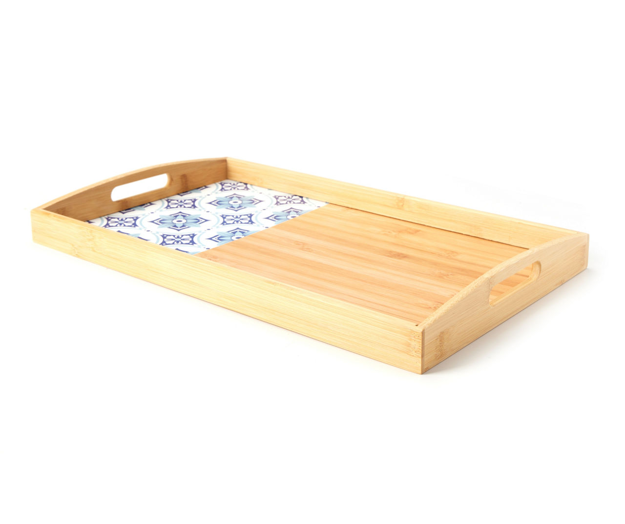 Bamboo Handle White Tray