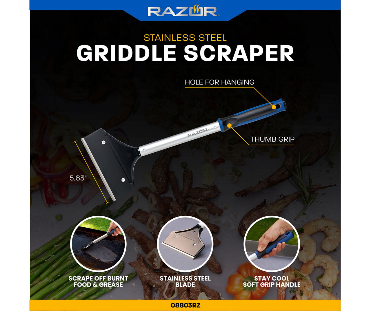 Razor Commercial-Grade Griddle Scraper Cleaning and Cooking Accessory  08833RZ - The Home Depot
