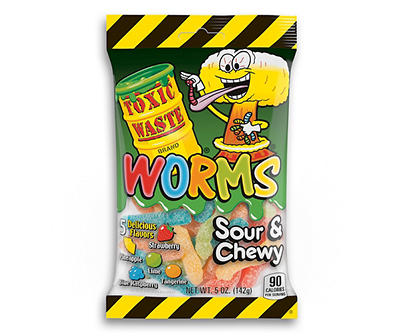 Toxic Waste Worms Sour & Chewy Candy, 5 Oz.