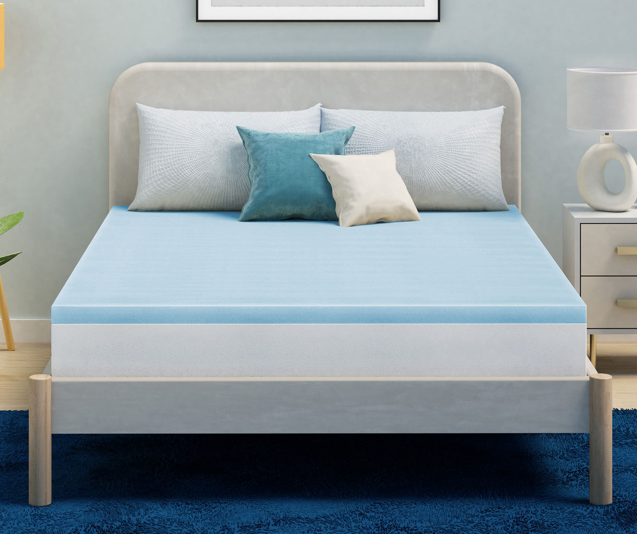 Easy Saver Blue 2&#034; Twin Memory Foam Mattress Topper