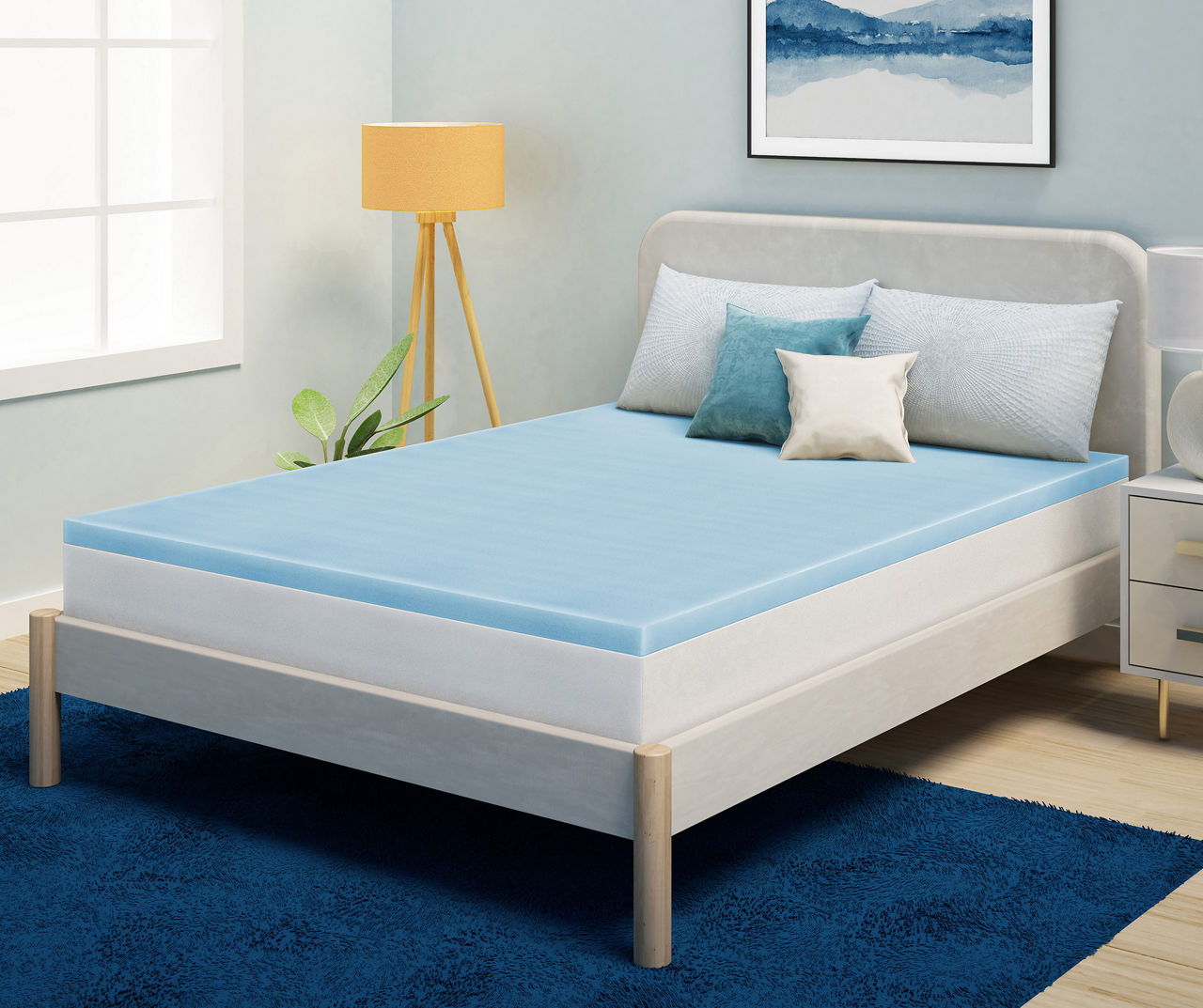 Easy Saver Blue 2&#034; Twin Memory Foam Mattress Topper
