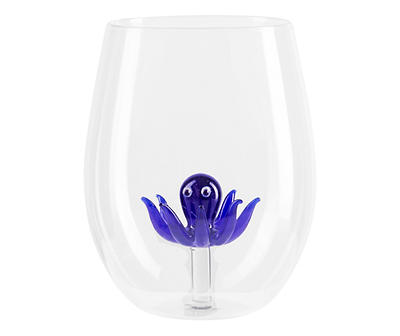 Blue Octopus Stemless Glass, 12 Oz.