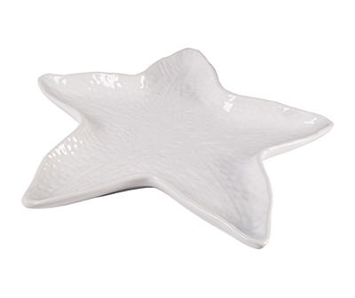White Starfish Ceramic Plate, (12