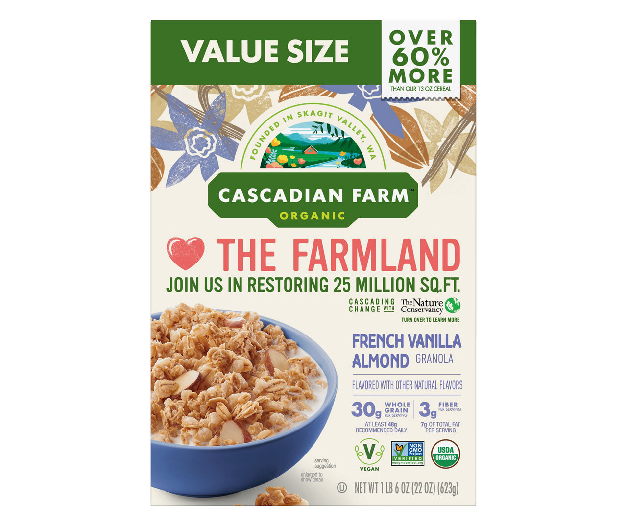 Cascadian Farm Organic French Vanilla Almond Granola Value Size Cereal