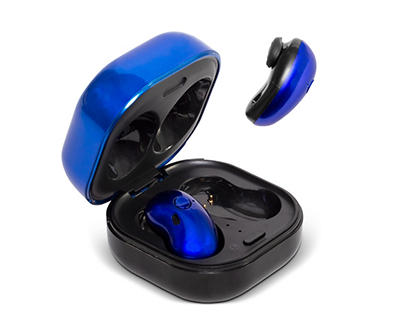 Blue & Black Wireless Earbuds With Clock Charging Case