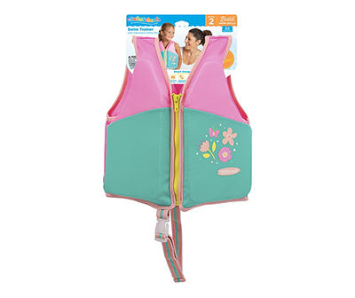 Level 2 Size S/M Pink Flower Swim Trainer Vest