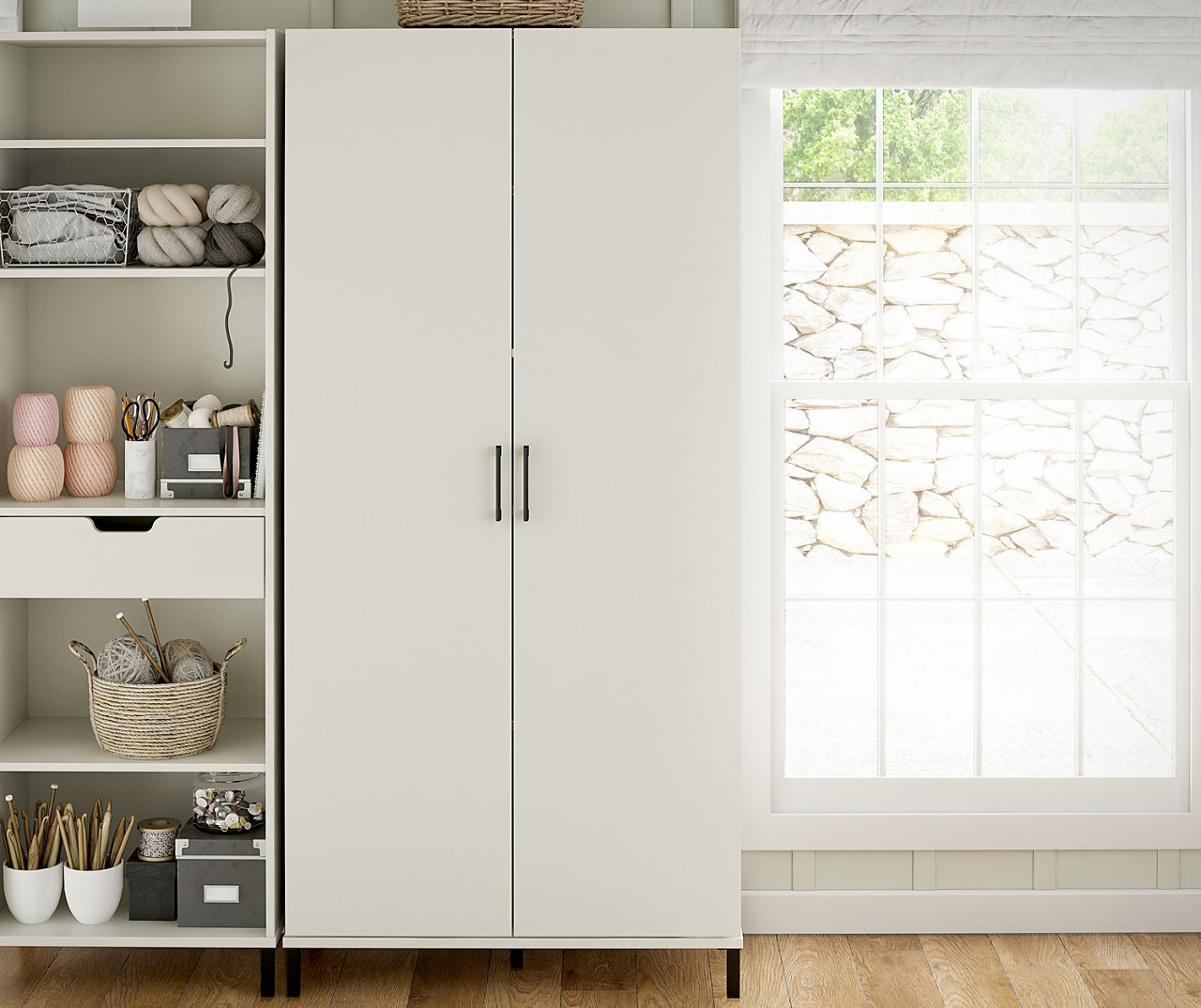 System Build Amplus White 2-Door Storage Cabinet